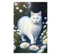 Rompecabezas Para Adolescentes 1000pcs(75x50cm) White Cat Daisy Garden Rompecabezas Para Adultos Juegos Familiares Corte De Precisión Actividades Divertidas En Casa 1000pcs(75x50cm)