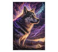 Rompecabezas Para Adolescentes 1000pcs(75x50cm) Wolf Spirit Lightning Art Print Rompecabezas Para Adultos Juegos Familiares Ensamblaje De Patrones Ayuda A Ejercitar El Cerebro 1000pcs(75x50cm)