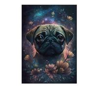 Rompecabezas Para Adolescentes1000pcs(38x26cm) Magical Pug with Flowers -2 Rompecabezas Para Adultos Juegos Familiares Análisis Y Lógica Trato Como Regalos Para Toda La Familia 1000pcs(38x26cm)