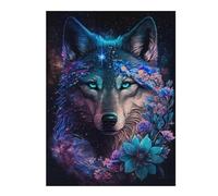 Rompecabezas Para Adolescentes1000pcs(52x38cm) Galactic Wolf with Flowers -2 Rompecabezas Para Adultos Juegos Familiares Análisis Y Lógica Trato Como Regalos Para Toda La Familia 1000pcs(52x38cm)