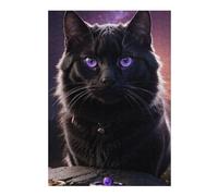 Rompecabezas Para Adultos 1000pcs(38x26cm) Enchanted Black Cat with Purple Eyes Rompecabezas Para Adultos Juego Práctico Vacaciones En Casa Matar El Tiempo Juego Desafiante Regalos 1000pcs(38x26cm)