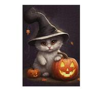 Rompecabezas Para Adultos 1000pcs(38x26cm) Halloween Witch Cat with Pumpkins Rompecabezas Juegos Relajantes Decoración De Pared Difícil Y Desafiante 1000pcs(38x26cm)