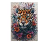 Rompecabezas Para Adultos 1000pcs(38x26cm) Jaguar in Flowers Rompecabezas Para Adultos Juego Práctico Vacaciones En Casa Matar El Tiempo Juego Desafiante Regalos 1000pcs(38x26cm)