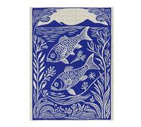 Rompecabezas Para Adultos 1000pcs(52x38cm) Blue And White Fish Illustration Rompecabezas Para Adultos Juego Práctico Difícil Difícil Regalos Únicos Para Cumpleaños Y Navidad 1000pcs(52x38cm)