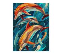 Rompecabezas Para Adultos 1000pcs(52x38cm) Colorful Dolphins Swimming in Blue Water Rompecabezas Para Adultos Juego Familiar Corte De Precisión Regalos Únicos De Cumpleaños Y Navidad 1000pcs(52x38cm)