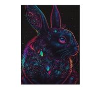 Rompecabezas Para Adultos 1000pcs(52x38cm) Glowing Neon Rabbit Art Print Rompecabezas Juegos Relajantes Decoración De Pared Difícil Y Desafiante 1000pcs(52x38cm)