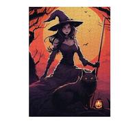 Rompecabezas Para Adultos 1000pcs(52x38cm) Rompecabezas Halloween Witch with Black Cat -1 Rompecabezas Para Adultos Juegos De Relajación Regalos Para Mujeres Es Ideal Como Regalo 1000pcs(52x38cm)
