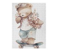 Rompecabezas Para Adultos 1000pcs(52x38cm) Teddy Bear Skateboard Art Print Rompecabezas Para Adultos Juegos Familiares Regalo De Cumpleaños Regalos Únicos Para Cumpleaños Y Navidad 1000pcs(52x38cm)