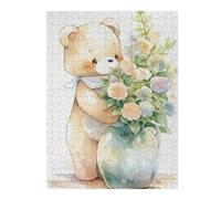 Rompecabezas Para Adultos 1000pcs(52x38cm) Teddy Bear with Flower Bouquet Rompecabezas Para Adultos Juego De Ingenio Un Desafío Educativo De Arte 1000pcs(52x38cm)