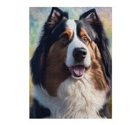 Rompecabezas Para Adultos 1000pcs(52x38cm) Tri-Color Australian Shepherd Portrait Rompecabezas Para Adultos Juego De Ingenio Un Desafío Educativo De Arte 1000pcs(52x38cm)