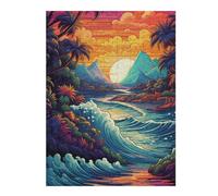 Rompecabezas Para Adultos 1000pcs(52x38cm) Tropical Sunset Waves Rompecabezas Juegos Relajantes Decoración De Pared Difícil Y Desafiante 1000pcs(52x38cm)