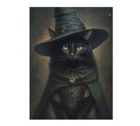 Rompecabezas Para Adultos 1000pcs(52x38cm) Witch Cat Halloween Costume Rompecabezas Juegos Divertidos Regalo De Cumpleaños Regalos Únicos De Cumpleaños Y Navidad 1000pcs(52x38cm)