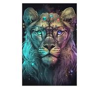 Rompecabezas Para Adultos 1000pcs(75x50cm) Colorful Lion with Glasses Art Print -2 Rompecabezas Para Adultos Juego Práctico Vacaciones En Casa Matar El Tiempo Juego Desafiante Regalos 1000pcs(75x50cm)