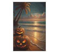 Rompecabezas Para Adultos 1000pcs(75x50cm) Halloween Pumpkins on Tropical Beach Rompecabezas Para Adultos Juego De Ingenio Un Desafío Educativo De Arte 1000pcs(75x50cm)