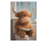 Rompecabezas Para Adultos 1000pcs(75x50cm) Stuffed Highland Cow Reading on Toilet Rompecabezas Para Adultos Juegos Relajantes Para La Diversión Familiar Difícil Y Desafiante 1000pcs(75x50cm)