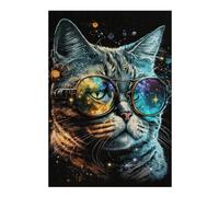 Rompecabezas Para Adultos1000pcs(38x26cm) Cosmic Cat Glasses Art Print-12 Rompecabezas Para Adolescentes Juguetes De Bricolaje Una Obra De Arte Como Regalo Para Toda La Familia 1000pcs(38x26cm)