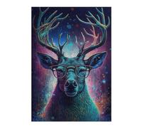 Rompecabezas Para Adultos1000pcs(38x26cm) Stylish Deer with Glasses Art Print Rompecabezas Para Adolescentes Juguetes De Bricolaje Una Obra De Arte Como Regalo Para Toda La Familia 1000pcs(38x26cm)