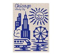 Rompecabezas Para Adultos1000pcs(52x38cm) Chicago Windy City Blue Illustration Rompecabezas Para Adultos Juegos Relajantes Vacaciones En Casa Matar El Tiempo Para Cumpleaños, Navidad 1000pcs(52x38cm)