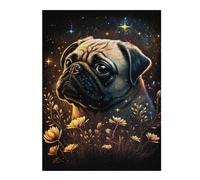 Rompecabezas Para Adultos1000pcs(52x38cm) Magical Pug with Flowers -1 Rompecabezas Para Adultos Juguetes Antiestrés Una Obra De Arte Para Cumpleaños, Navidad 1000pcs(52x38cm)