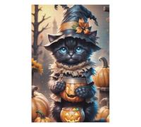 Rompecabezas Para Adultos1000pcs(75x50cm) Halloween Cat with Jack-o'-lantern Basket Rompecabezas Para Adultos Juguetes Antiestrés Una Obra De Arte Actividades Divertidas En Casa 1000pcs(75x50cm)