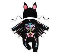 Romper Bat Bodysuit+ Hat Outfits, Halloween Costume Baby Jumpsuit With Hat Clothing Set Halloween Costumes For Baby 2-3 Boy Girl My 1St Outfits Pyjamas |
