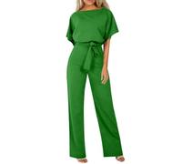 Romper Suits for Women Womens Jumpsuit Elegant Dressy Summer Short Sleeve Playsuit Plain Casual Comfy One Piece Trosuer Rompers Dungarees Fashion Belted Wide Leg Trouser Suits for Formal Wedding Party