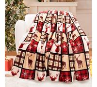 ROMROL Christmas Blanket, Red and Black Buffalo Plaid Christmas Throw Blanket, Soft Fuzzy Plush for Couch Sofa or Bed, Flannel Lap Blanket, for Kids, Adults, Wife, Self (50" x 60")