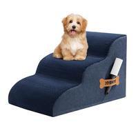 ROMROL Stair Ramp for Dogs Beds and Sofas, Extra Wide Pet Steps with Durable Non-Slip Waterproof Fabric Cover, Pet Leaning Stairs 3 Tier