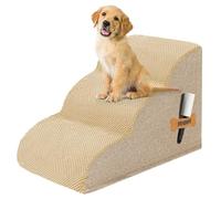 ROMROL Stair Ramp for Dogs Beds and Sofas, Extra Wide Pet Steps with Durable Non-Slip Waterproof Fabric Cover, Pet Leaning Stairs 3 Tier