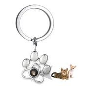 ROMTZD Customise Pet Memorial Plaques with Photo, Projection Key Chain, Memorial Cat/Dog Gift Customized Pet Picture Keychain, Pets Bereavement Gifts Loss Of Pet Gift (Silvery)