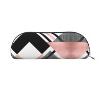 RoMuka Abstract Triangle Striped Leather Half Round Storage Bag Stationery Bag Makeup Bag Wallet Storage Bag, Silver, One Size, Storage Bag, Silver, One Size, Storage Bag