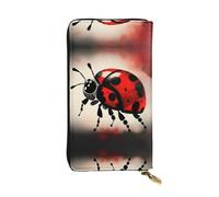 RoMuka Art Ladybug Tracks Leather Long Handheld Wallet Card Bag For Credit Card Cash Coin Storage, Black, One Size