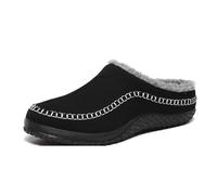 RomukA Classic Slippers for Man, Retro Men's Slippers, Warm Faux Fur Mens Slippers, Plush Lined Cozy House Bedroom Shoes for Men (Color : Black, Size : 9.5 UK)