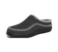 RomukA Classic Slippers for Man, Retro Men's Slippers, Warm Faux Fur Mens Slippers, Plush Lined Cozy House Bedroom Shoes for Men (Color : Grey, Size : 9.5 UK)