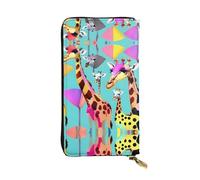 RoMuka Colorful Giraffe Fans Lovers Leather Long Handheld Wallet Card Bag For Credit Card Cash Coin Storage, Black, 10691, Black, One Size