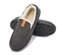 RomukA Comfy Soft Slippers for Man, Scuff Men's Slippers, Slip on Fur Lined Mens Slippers, Plush Wool-Like House Bedroom Shoes for Men (Color : Grey, Size : 10.5 UK)