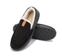 RomukA Comfy Soft Slippers for Man, Scuff Men's Slippers, Slip on Fur Lined Mens Slippers, Plush Wool-Like House Bedroom Shoes for Men (Color : Black, Size : 11.5 UK)