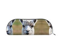 RoMuka Cute Llama Pattern Leather Half Round Storage Bag Stationery Bag Makeup Bag Wallet Storage Bag, Silver, One Size, Storage Bag, Silver, One Size, Storage Bag
