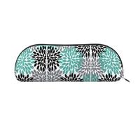 RoMuka Dahlia Flower Leather Half Round Storage Bag Stationery Bag Makeup Bag Wallet Storage Bag, Silver, One Size, Storage Bag, Silver, One Size, Storage Bag