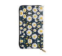 RoMuka Floral Daisies Pattern Leather Long Handheld Wallet Card Bag For Credit Card Cash Coin Storage, Black, One Size, Black, One Size