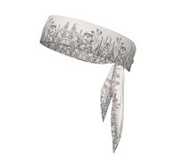 RoMuka Floral Herbs Botanical Engraving Sports Strap Double Sided Headband Hair Strap Sports Bowtie Sports Headband Sweat Strap Wrist Strap, Black, 12158