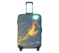RoMuka Large Pizza Elastic Luggage Compartment Protective Cover Luggage Cover Protector Suitable For Luggage Of 18-32 Inches, Jumping Musical Notes, M