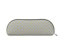 RoMuka Lion Lions Head Lion Kids Blue Leather Half Round Storage Bag Stationery Bag Makeup Bag Wallet Storage Bag, Silver, One Size, Storage Bag, Silver, One Size, Storage Bag