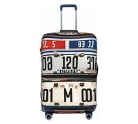 RoMuka Paris Eiffel Tower Picture Elastic Luggage Compartment Protective Cover Luggage Cover Protector Suitable For Luggage Of 18-32 Inches, Old License Plate, L