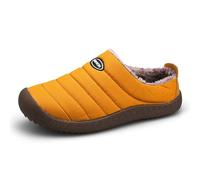 RomukA Plush Lined Cozy Open Back Slippers for Man, Winter Faux Fur Men's Slippers, with Arch Support Mens Slippers, Men's Memory Foam Slippers (Color : Orange, Size : 7 UK)