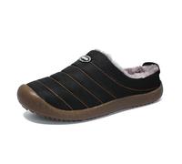 RomukA Plush Lined Cozy Open Back Slippers for Man, Winter Faux Fur Men's Slippers, with Arch Support Mens Slippers, Men's Memory Foam Slippers (Color : Black, Size : 8 UK)