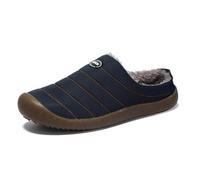 RomukA Plush Lined Cozy Open Back Slippers for Man, Winter Faux Fur Men's Slippers, with Arch Support Mens Slippers, Men's Memory Foam Slippers (Color : Blue, Size : 7 UK)