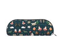 RoMuka Santa Claus Christmas Leather Half Round Storage Bag Stationery Bag Makeup Bag Wallet Storage Bag, Silver, One Size, Storage Bag