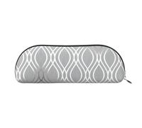 RoMuka Silver Geometric Figure Leather Half Round Storage Bag Stationery Bag Makeup Bag Wallet Storage Bag, Silver, One Size, Storage Bag, Silver, One Size, Storage Bag