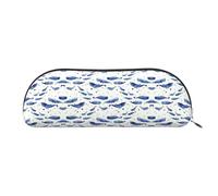 RoMuka Small Blue Whale Swimming Leather Half Round Storage Bag Stationery Bag Makeup Bag Wallet Storage Bag, Silver, One Size, Storage Bag
